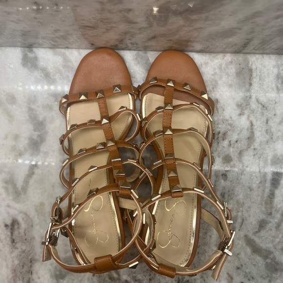 Jessica Simpson Dany T Strap Platform Sandal with Gold studded Embellishment - Picture 4 of 6